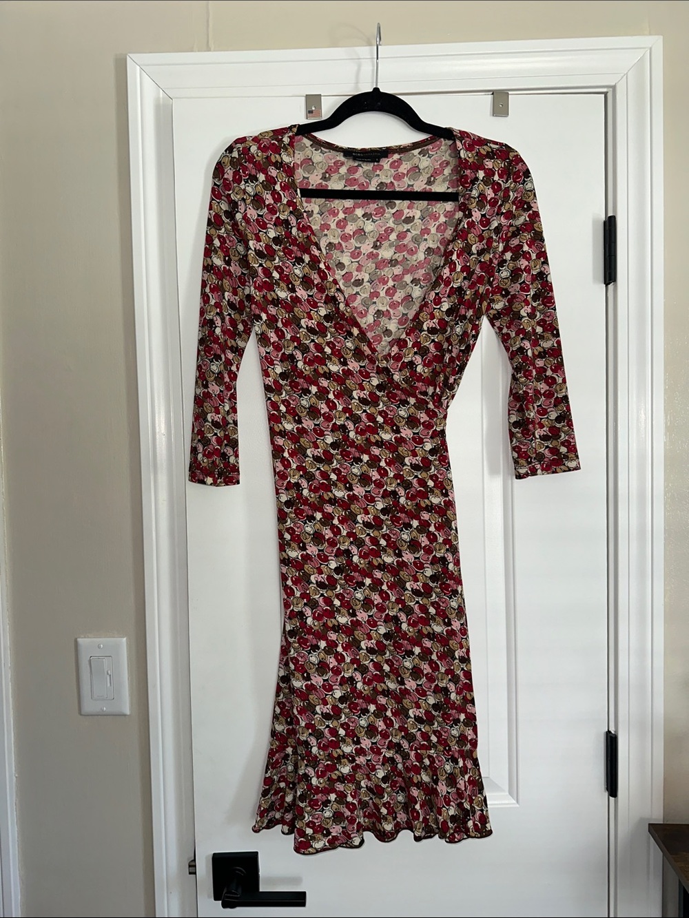 BCBG Floral Wrap-Style Midi Dress - Red